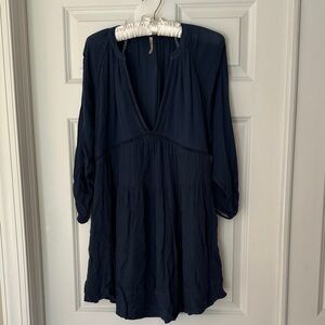 Free People go lightly Blue Long Sleeve Dress